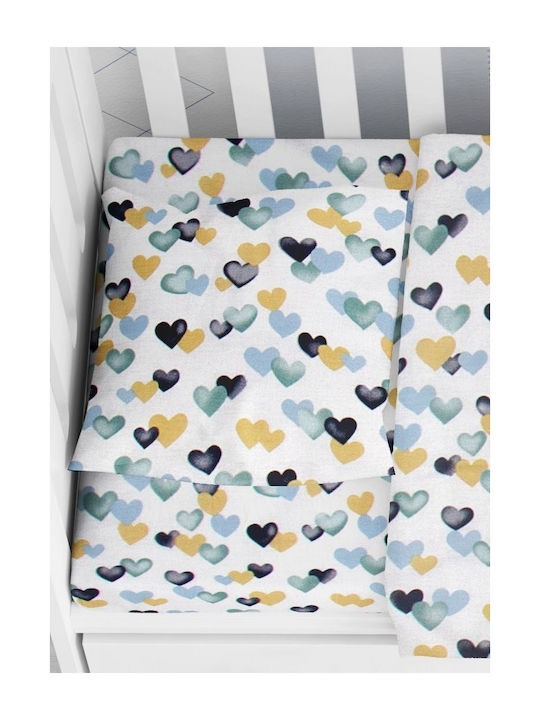 Dimcol Hearts Cotton Swaddle Wrap Light Blue 80x80cm.