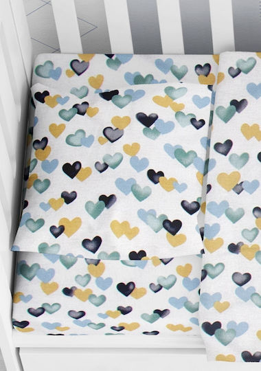 Dimcol Hearts Cotton Swaddle Wrap Light Blue 80x80cm.