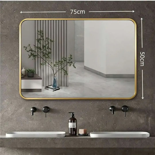 Rechteckiger Badezimmerspiegel aus Metall 75x50cm Gold