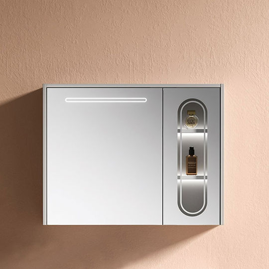 Martin Καθρέπτης Μπάνιου Led από Plywood 76x66cm Γκρι