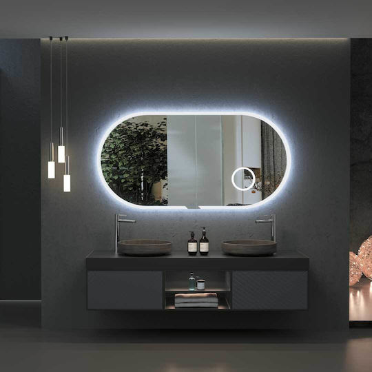 Imex Indiana Vergrößerung Oval Badezimmerspiegel LED aus Kunststoff 120x60cm