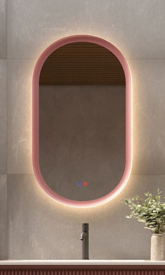 Imex Oglindă Ovală de Baie cu Lumini LED din Metal 50x90cm Roz