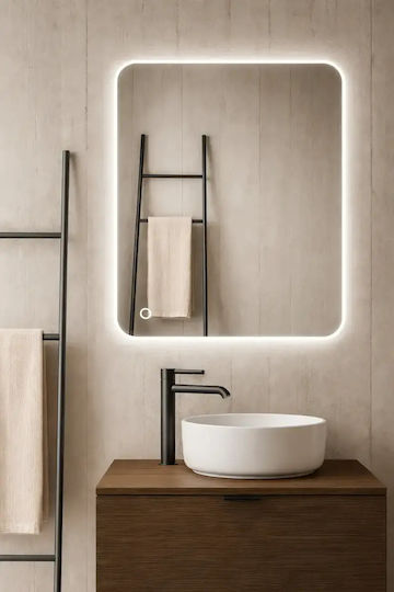 Savvopoulos Xenon Oglindă De Baie Rectangulară Lumini LED Atingere 50x70cm