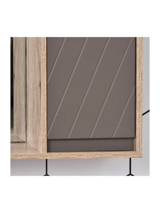HomCom 834 244 Rechteckiger Badezimmerspiegel aus MDF mit Regal & Schrank 57x49.2cm Braun