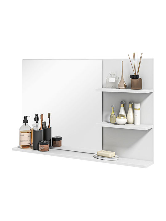 Kleankin Καθρέπτης Μπάνιου από MDF με Ράφι 75x10cm Λευκός