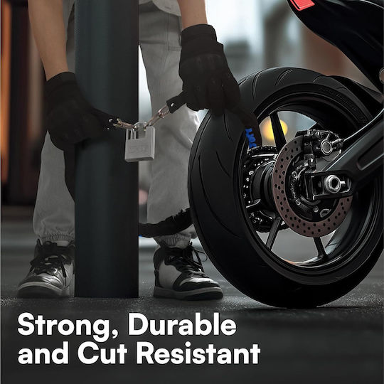 Hands Lanț Antifurt Bicicletă Motocicletă Oțel Acoperit Husă Textilă 6 Mm X 1.2 M Blocare 5 Chei Negru