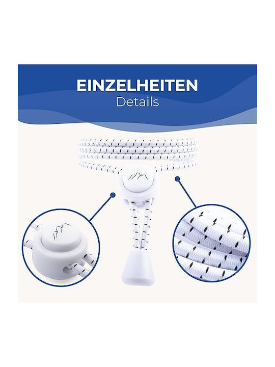 Set 5 Şireturi Elastici Sportive Everest Fitness Fără Legare Reglabile Universale 118 Cm Nailon Adulţi Copii Albe