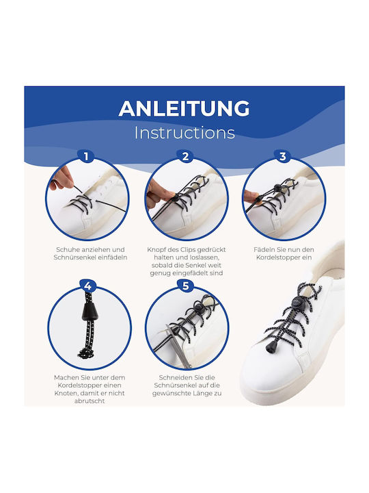 Şireturi Elastici Sportive Everest Fitness Fără Legare Reglabile Universale 118 Cm Nailon Adulţi Copii Negri
