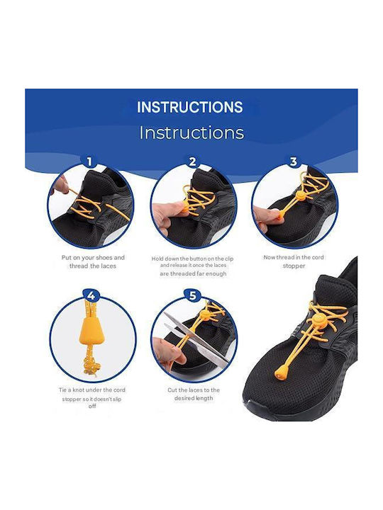 Set 5 Şireturi Elastici Sportive Everest Fitness Fără Legare Reglabile Universale 118 Cm Nailon Adulţi Copii Portocalii