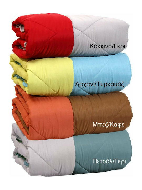 Viopros Пухено Куинсайз 220x240бр Двутонално Turquoise/Lahani 350 г/м²Gsm