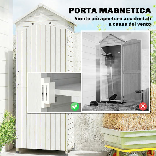Wooden Garden Shed White with Air Vent L0.85xW0.58xH2.13m