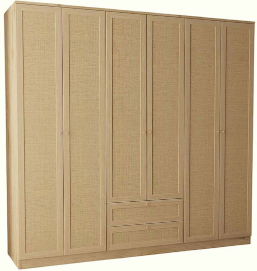 Baru Εξάφυλλη Ντουλάπα 206x52x210cm Beige Baru Εξάφυλλη Ντουλάπα 206x52x210cm Beige