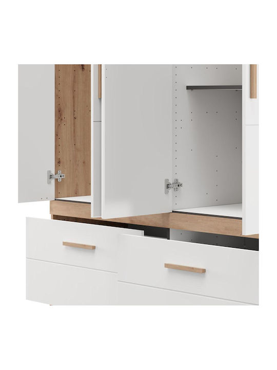 Four Door Wardrobe with Mirror 155x52x208cm