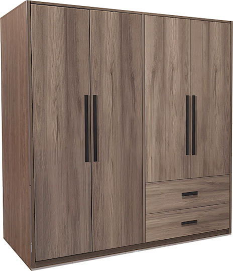 Edritte Τετράφυλλη Ντουλάπα 160x52x195cm Καρυδί Edritte Τετράφυλλη Ντουλάπα 160x52x195cm Καρυδί