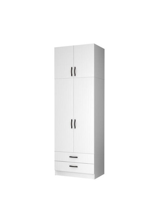 Double Door Wardrobe Ricardo with Loft White 80x51.8x240cm