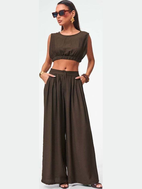 Damen Braune Dunkle Set mit Hose