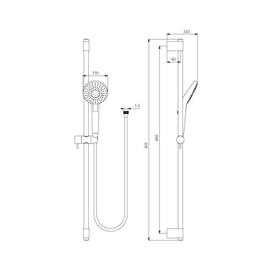 Ideal Standard Idealrain EVO Round Slide Bar with Showerhead and Hose