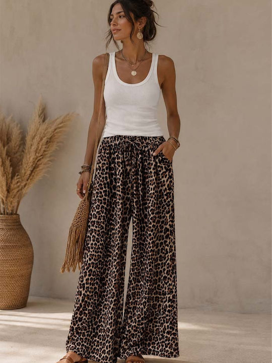Women's Satin Pantaloons with Elastic Band in Loose Fit Leopard Leopard