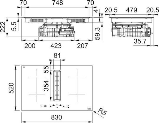 Franke Maris FMA 8372 4RC R HI Επαγωγική Εστία Αυτόνομη με Απορροφητήρα & Λειτουργία Κλειδώματος 83x52εκ.