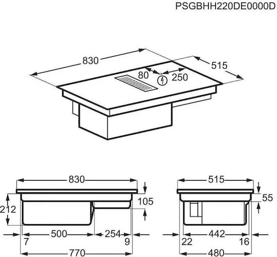 AEG Induction Cooktop Autonomous with Hood 83x51.5εκ.