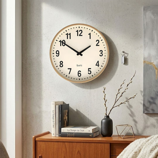 Nedis Silent Ceas de Perete Lemn Bej Ø30cm