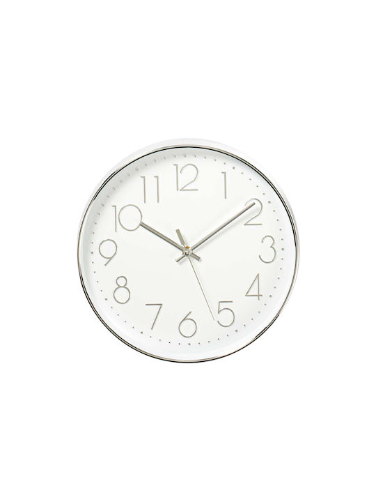 Nedis Стенен часовник Пластмаса White/Silver Ø30см