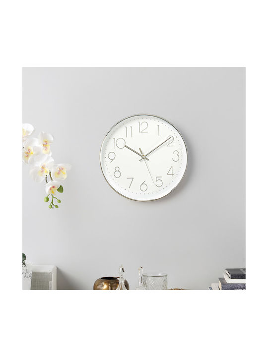 Nedis Стенен часовник Пластмаса White/Silver Ø30см