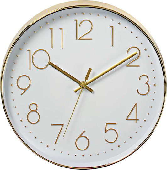 Nedis Ceas de Perete Plastic Gold / White Ø30cm