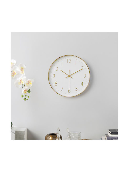 Nedis Ρολόι Τοίχου Πλαστικό Gold / White Ø30cm