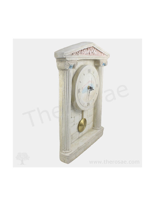 Ceas De Perete Antic Din Ceramică Cu Pendul Ecru Ø40cm