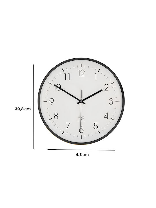 Nedis Silent Wall Clock Plastic Black Ø30cm