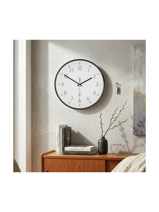 Nedis Silent Wall Clock Plastic Black Ø30cm