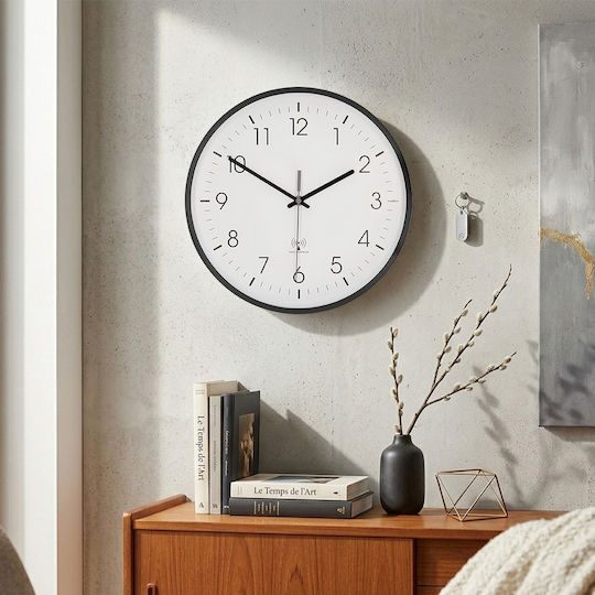 Nedis Leise Wanduhr Kunststoff Schwarz Ø30cm