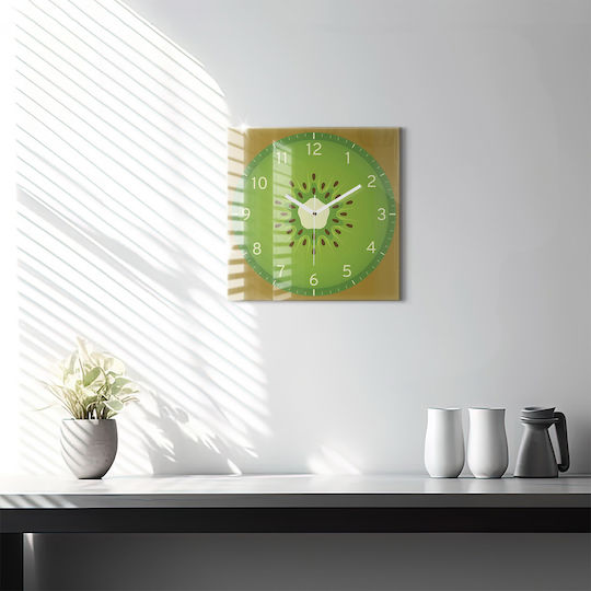 Tulup Silent Ceas de Perete Sticlă Galben 30x30cm