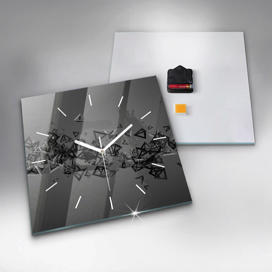 Tulup Silent Wall Clock Glass Black 30x30cm