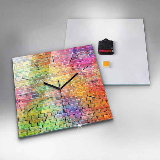 Tulup Silent Wall Clock Glass Multicolour 30x30cm