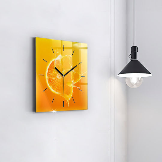 Tulup Тих режим Стенен часовник Стъкло Оранжев 30x30см