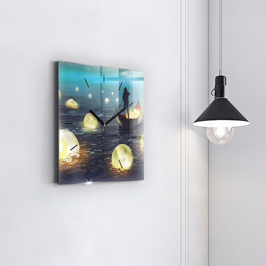 Tulup Silent Wall Clock Glass Blue 30x30cm