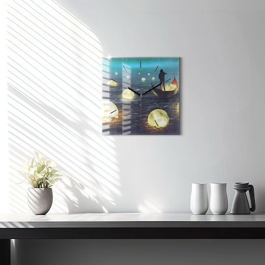 Tulup Silent Wall Clock Glass Blue 30x30cm