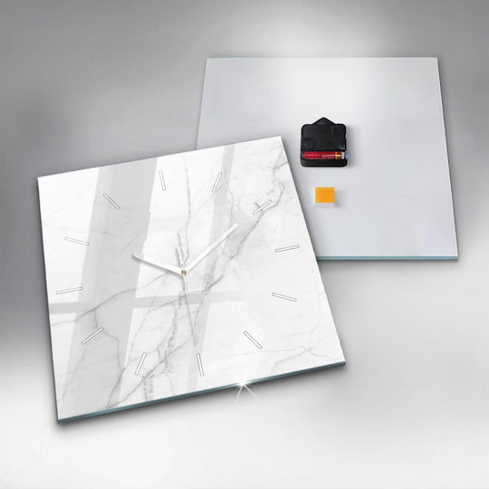 Tulup Leise Wanduhr Glas Weiß 30x30cm