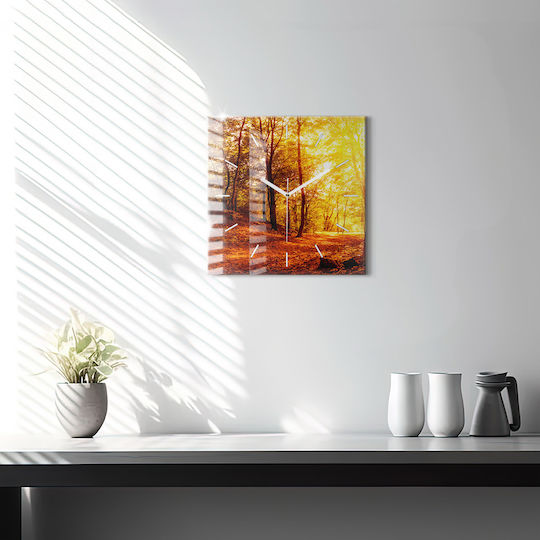 Tulup Silent Ceas de Perete Sticlă Portocaliu 30x30cm