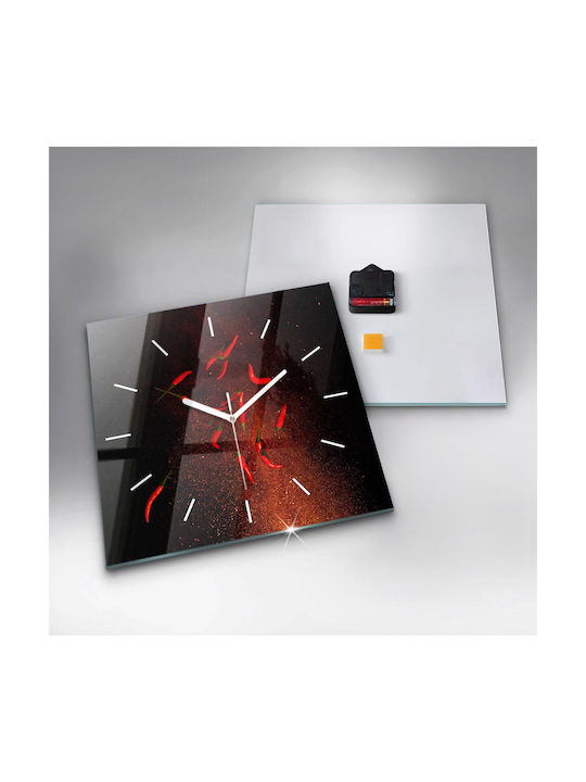 Tulup Silent Wall Clock Glass Red 30x30cm