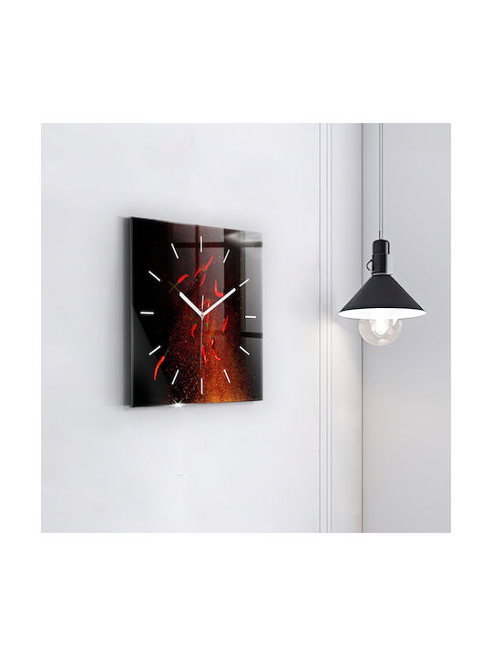 Tulup Silent Wall Clock Glass Red 30x30cm