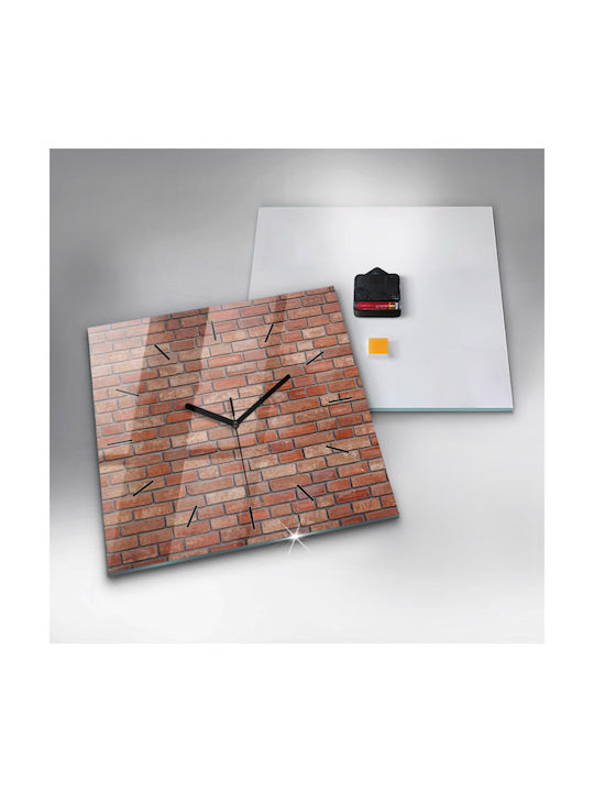 Tulup Silent Ceas de Perete Sticlă Roșu 30x30cm