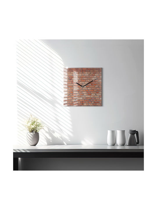 Tulup Silent Ceas de Perete Sticlă Roșu 30x30cm