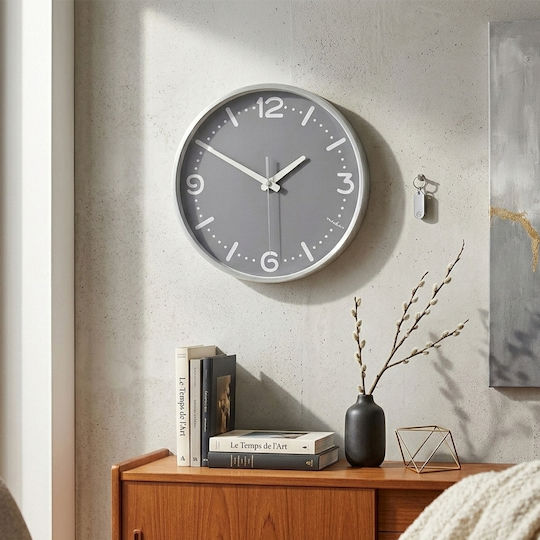 Nedis Silent Wall Clock Metallic Gray Ø30cm