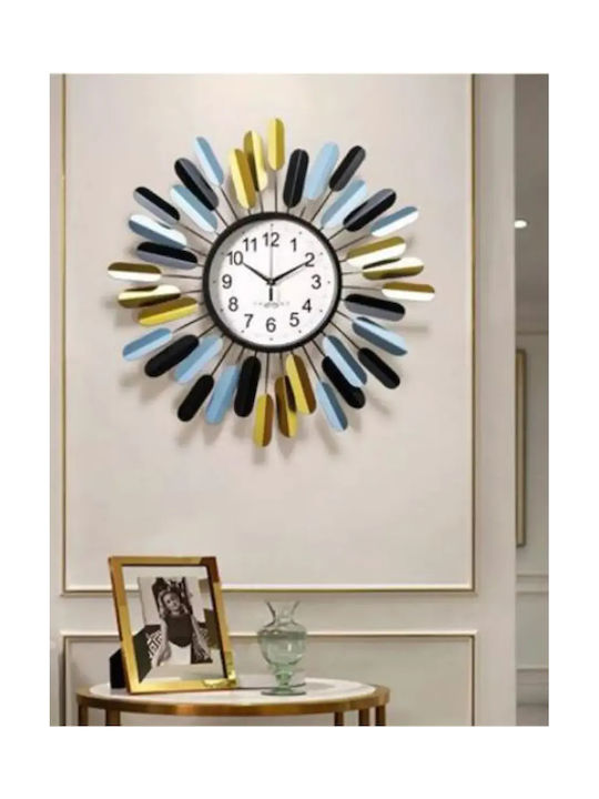 3D Silent Wall Clock Metallic Multicolour Ø60cm