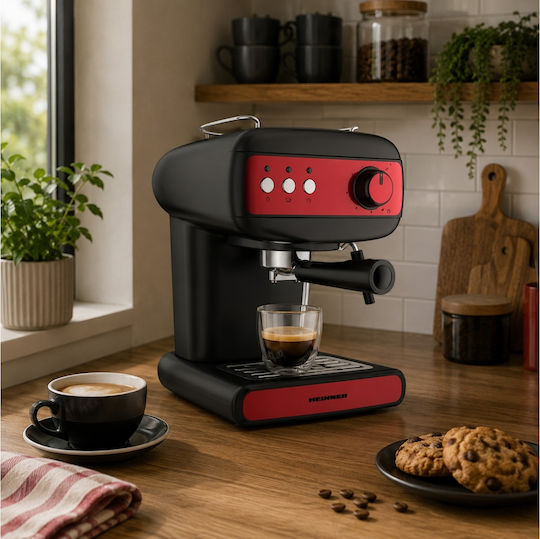 Heinner Mașină de Espresso 850W Presiune 15bar Roșie HEM-1100BKRD