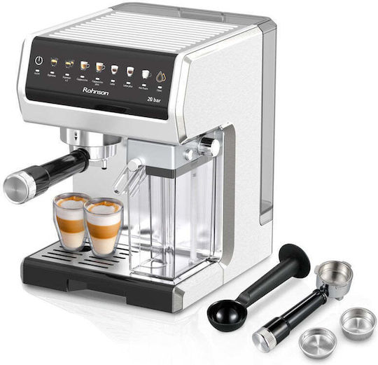 Rohnson Automatic Espresso Machine 1350W Pressure 20bar for Cappuccino Brown R-98080