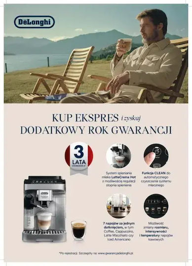 De'Longhi Magnifica Evo Milk Automatic Espresso Coffee Machine 1450W Pressure 15bar for Cappuccino with Grinder Black ECAM290.85.SBX